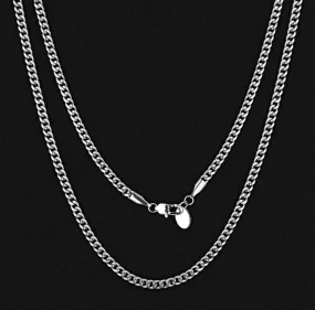 3mm Micro Cuban Link Chain in White Gold for Men's Necklace KRKC