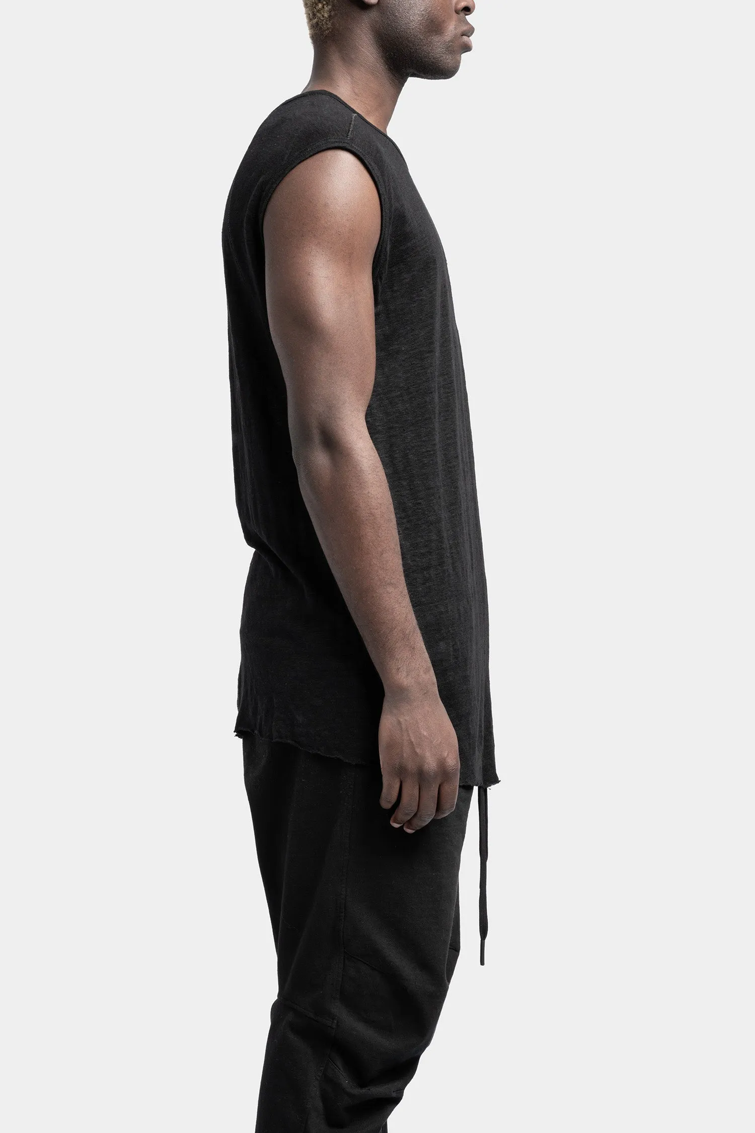 Lightweight linen tank top, Noir