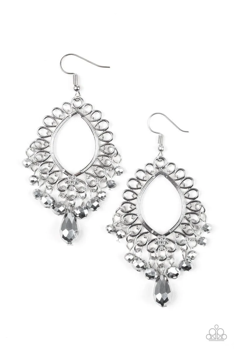 Paparazzi Accessories  - Just Say Noir #E155 Peg - Silver Earring